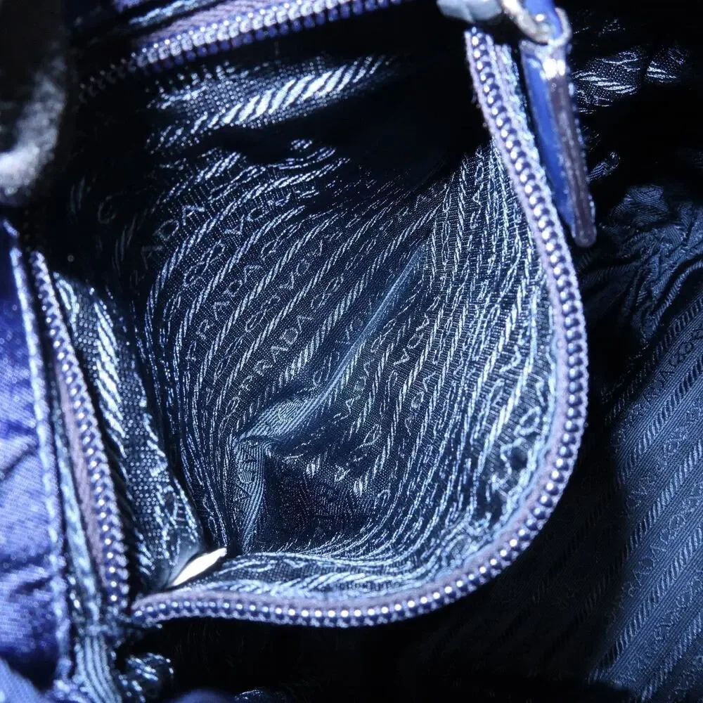 Prada Triangle Logo Nylon Backpack Navy Blue
